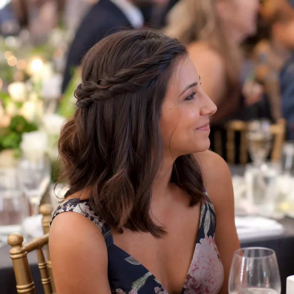 24 Wedding Guest Hairstyles for Shoulder Length Hair 3 ROMANTIC HALF UP TWIST