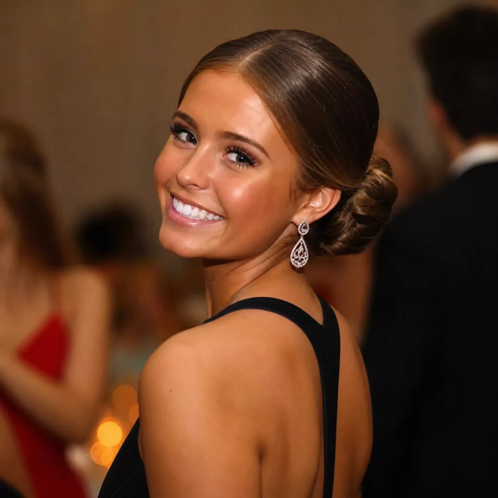 22 Prom Hairstyle Ideas That Look Gorgeous on the Big Night 3 Sleek Low Chignon
