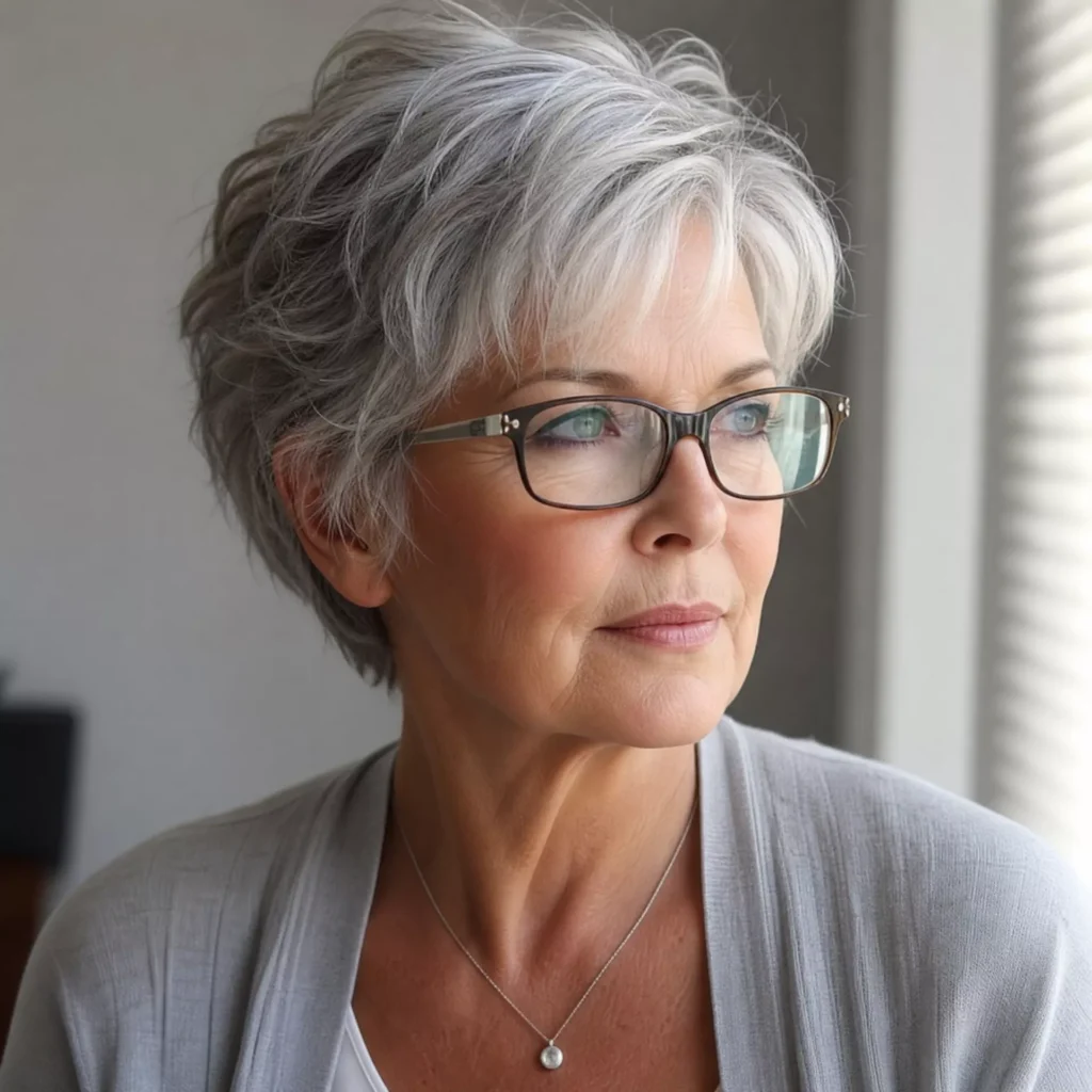 4 Tousled Pixie Bob On Silver Grey Hair