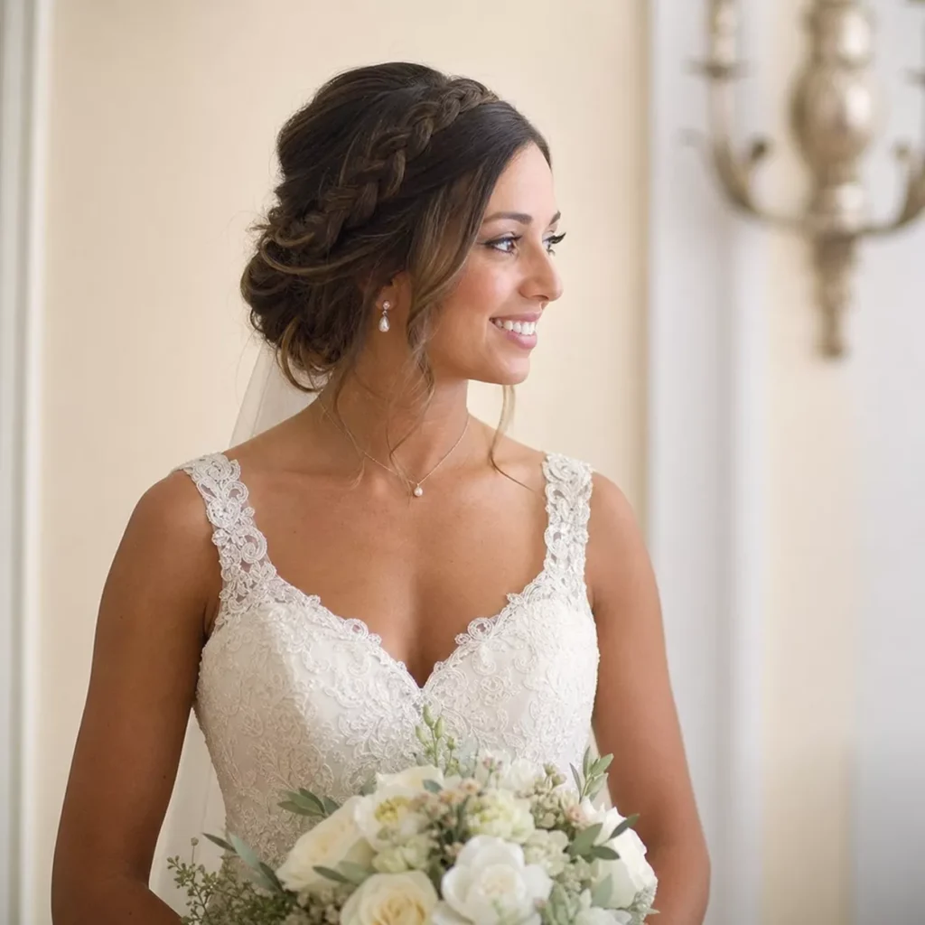 5 SOFT UPDO WITH BRAIDED DETAIL