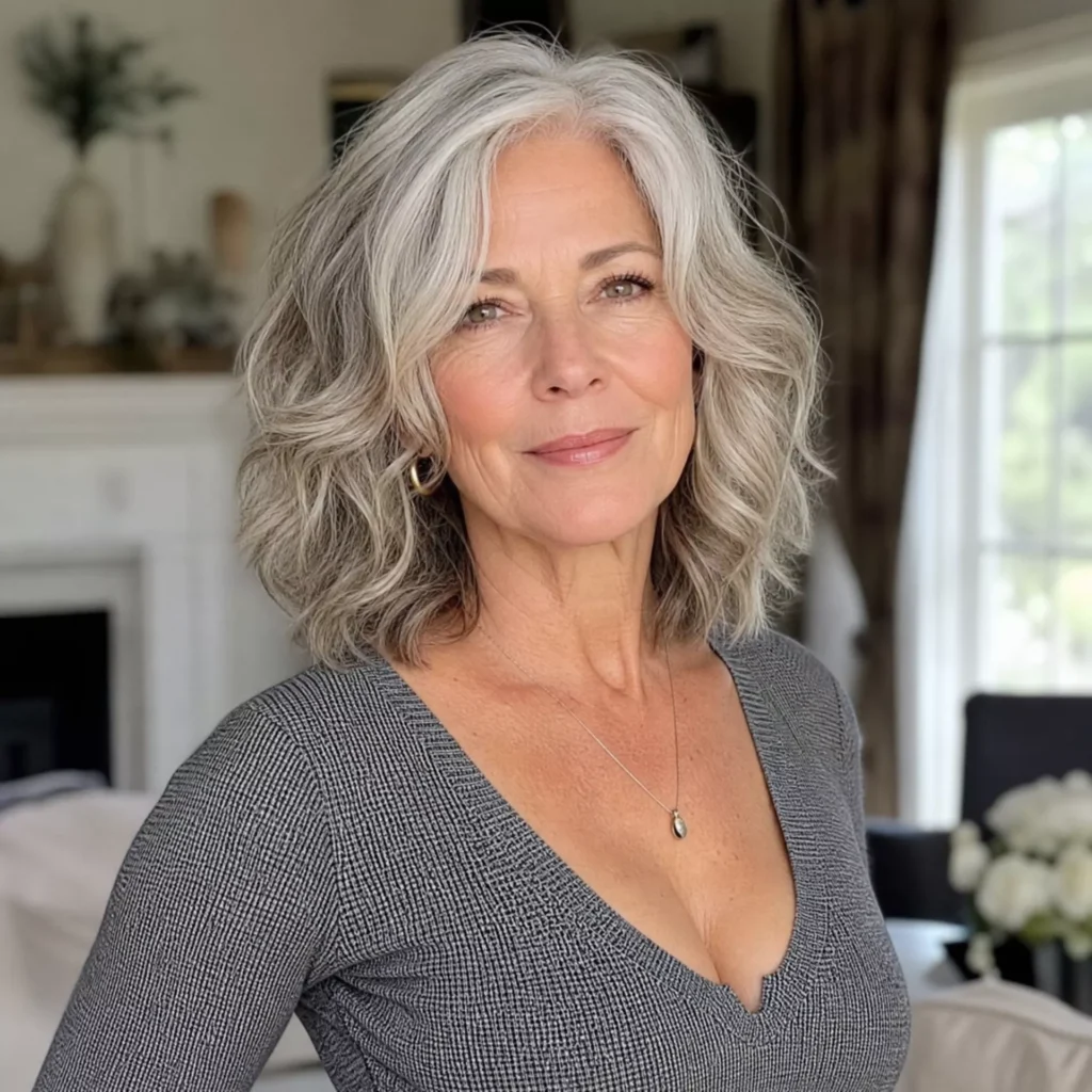 5 Wavy Lob For Women Over 60