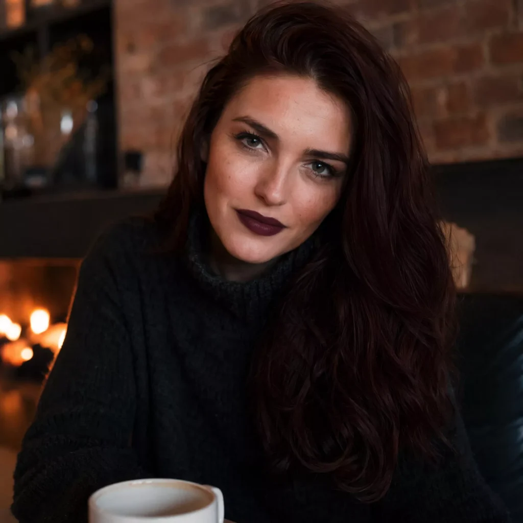 24 Winter Hairstyle Ideas Women Will Actually Love 6 Deep Rich Hair Color Bold Dark Lip