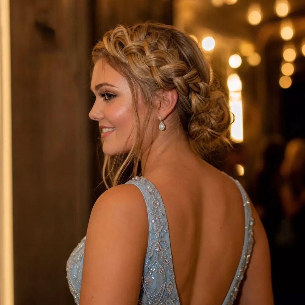 22 Prom Hairstyle Ideas That Look Gorgeous on the Big Night 6 Dutch Braid Crown