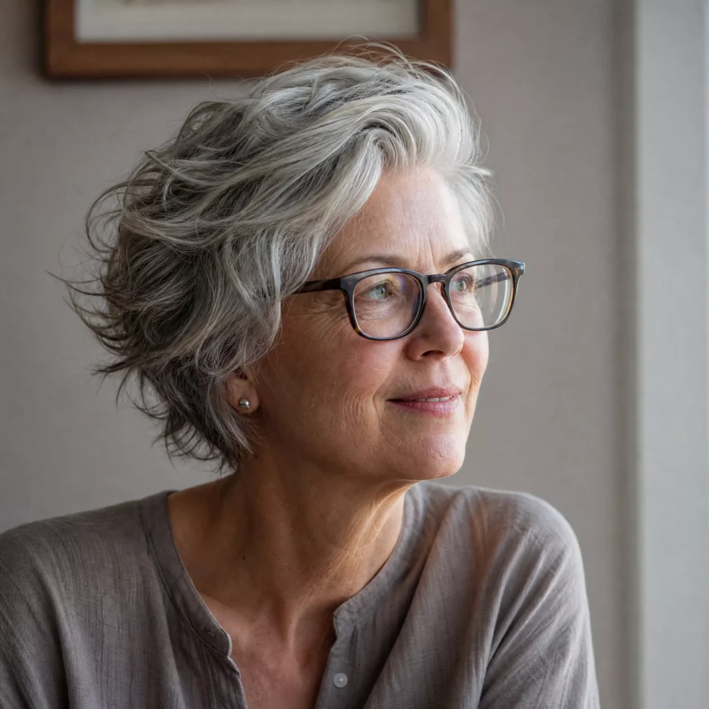 6 Messy Sideswept Short Grey Style