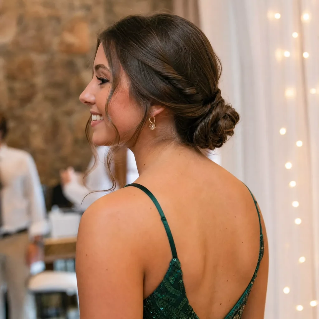 25 Homecoming Hairstyles That Are Actually Easy to Recreate 6 Twisted Low Bun