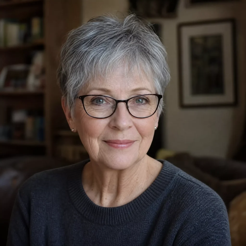 7 Grey Pixie With Wispy Fringe