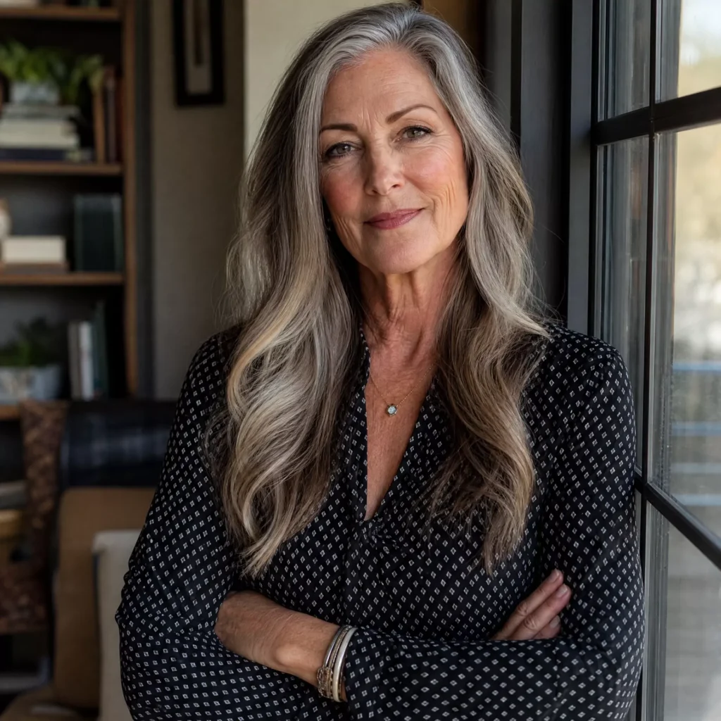 7 Long Gray Hair With Balayage