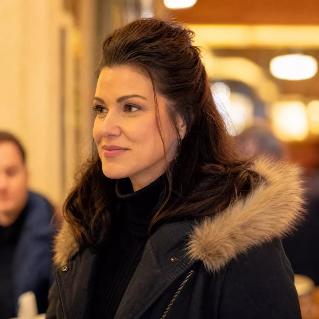 24 Winter Hairstyle Ideas Women Will Actually Love 8 Half Up Winter Style