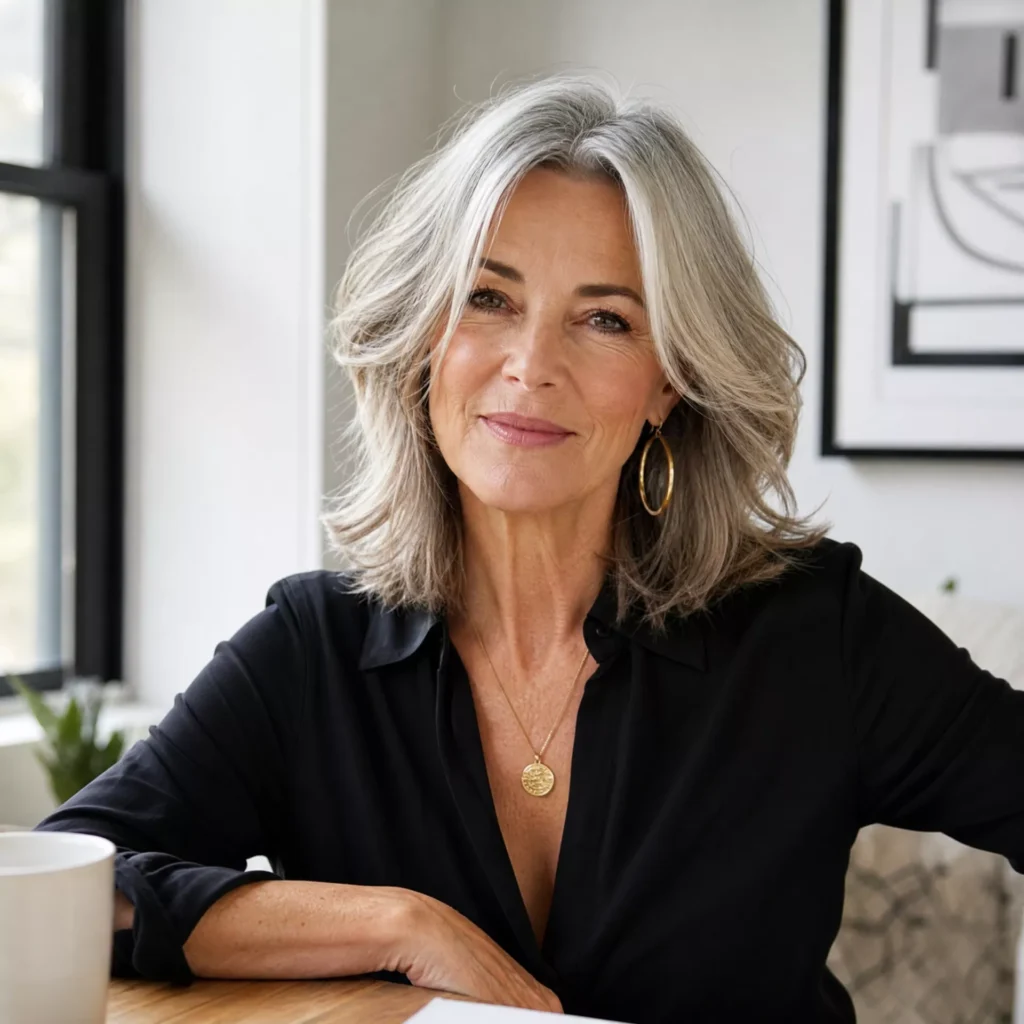 8 Silver Gray Mid Length Layers